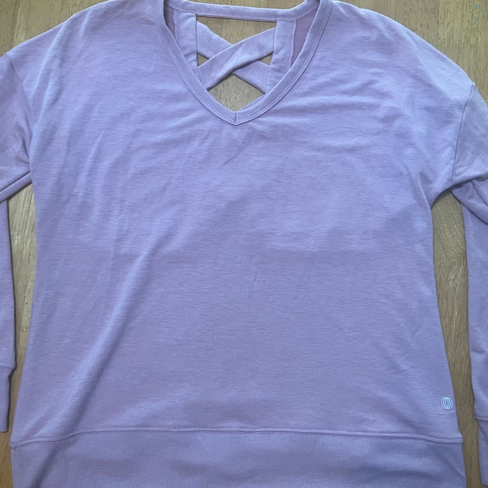 Lavender V-Neck Sweater with Crisscross Back